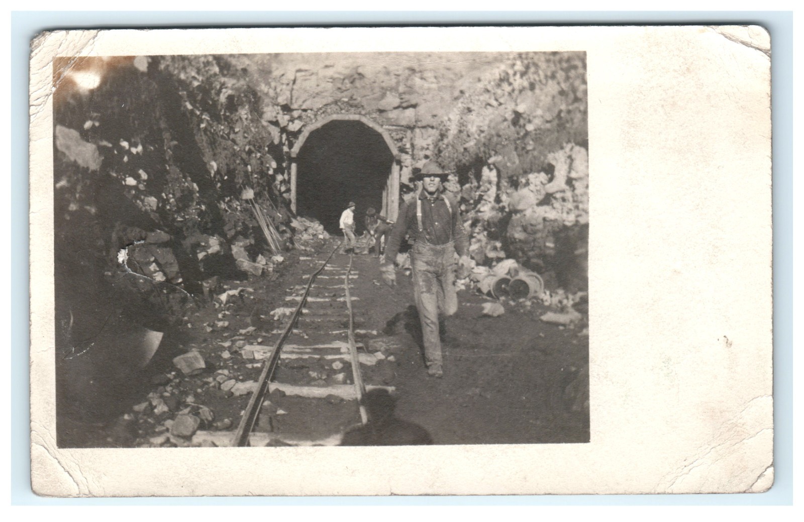 1907-1914 Works Tunnel Industrial Project RPPC Postcard – Damaged