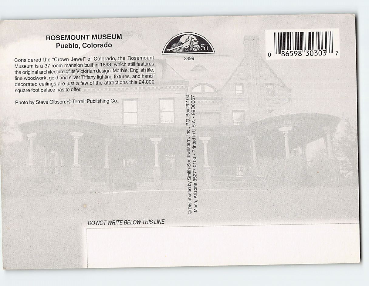 Postcard Rosemont Museum, Pueblo, Colorado