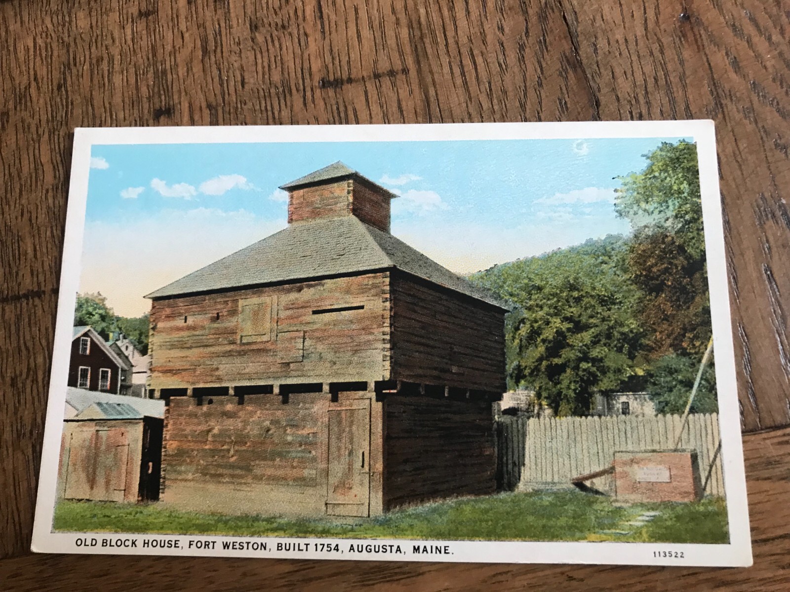 Old Block House Fort Weston Augusta Maine Postcard