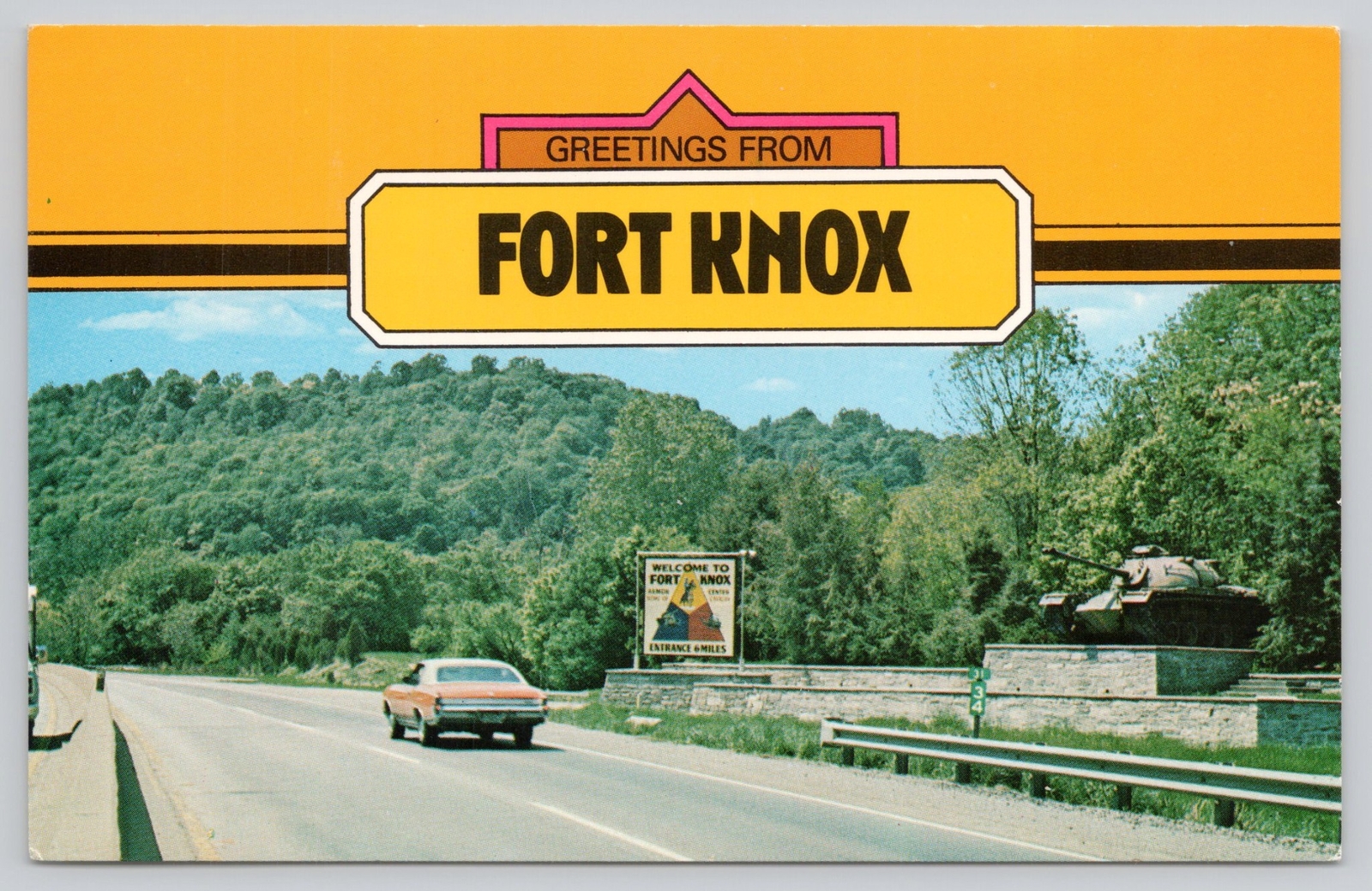 Postcard Greetings From Fort Knox Kentucky Highway 31W Welcome Sign