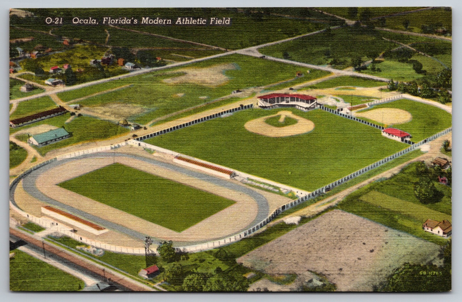Ocala, Florida – Athletics Field (now Gerig Field) – Linen Postcard C
