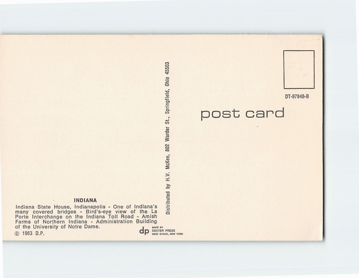 Postcard Famous Places / Landmarks in Indiana USA