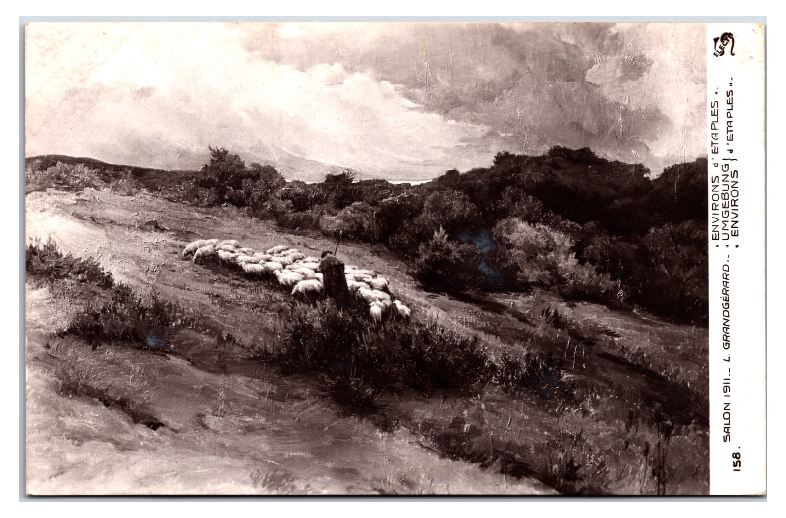 Vintage 1920s – Sheep Herder In France / England Postcard (UnPosted)
