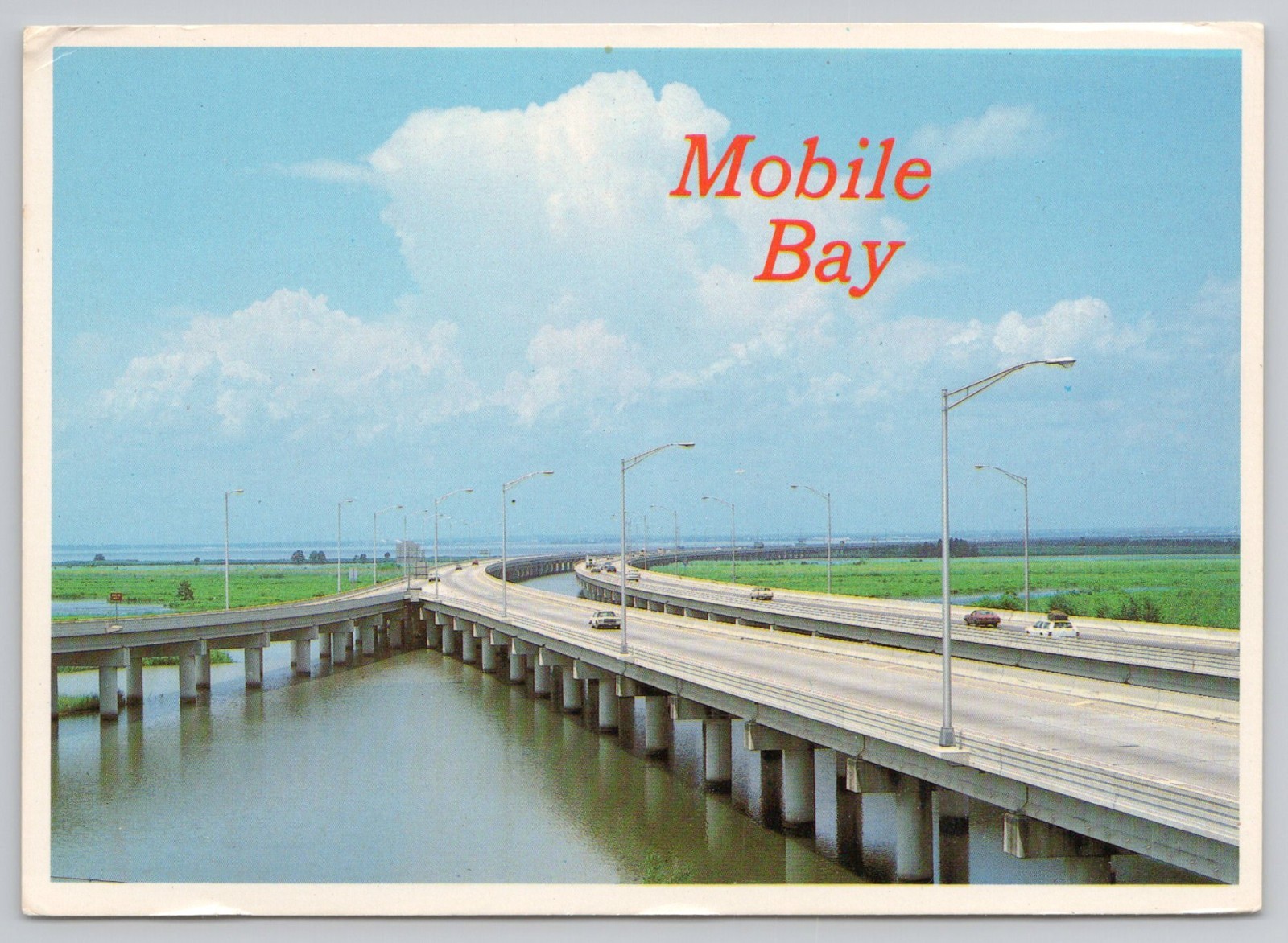 Mobile Bay Bridge, Mobile, Alabama AL continental chrome UNP Postcard