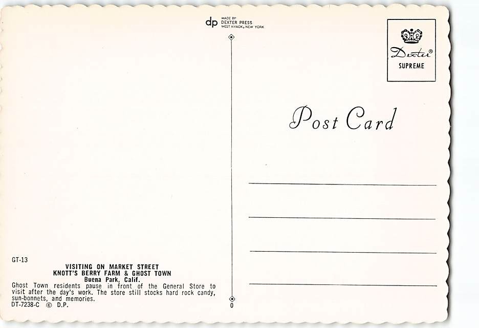 Postcard Knott’s Berry Farm Market Street Ghost Town General Store Buena Park CA