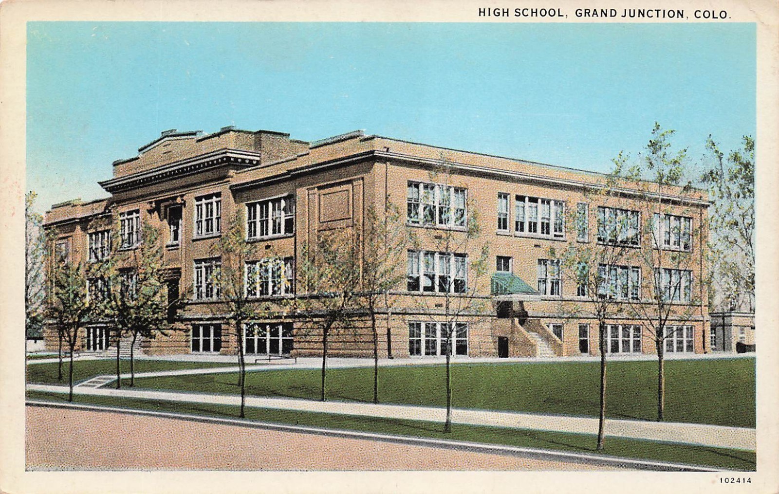 High School Grand Junction Colorado Brick Building Campus Vtg Postcard J50