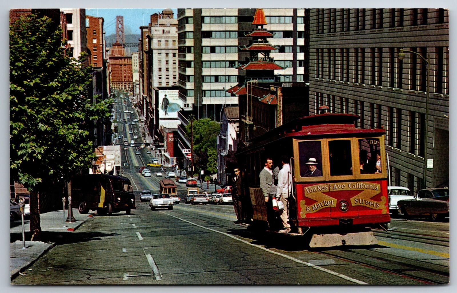 Cable Car California Street Van Ness San Francisco Golden Gate Bridge Postcard