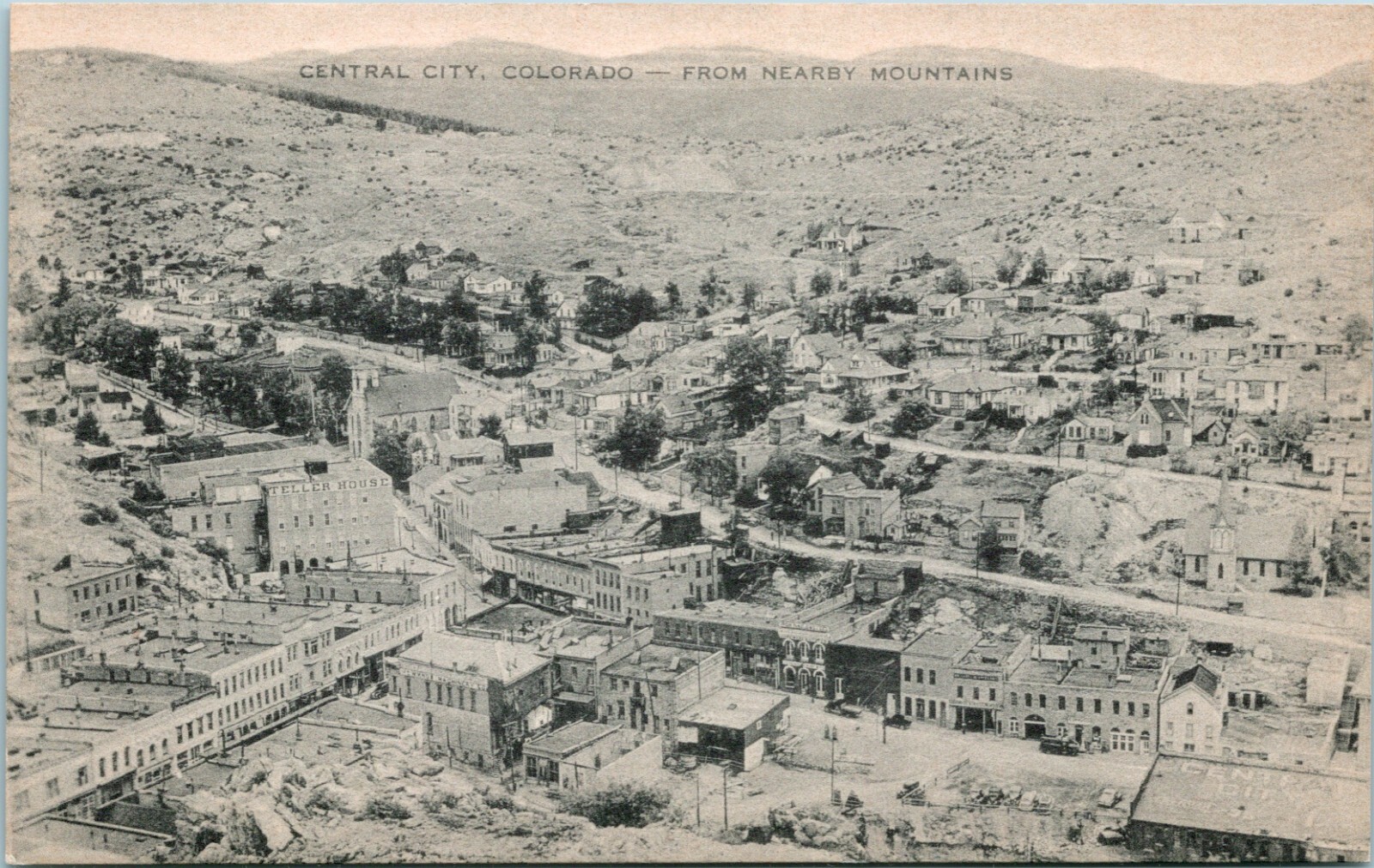 Vtg Postcard 1900s Artvue Colorado Central CIty CO From Mountains Birds Eye UNP