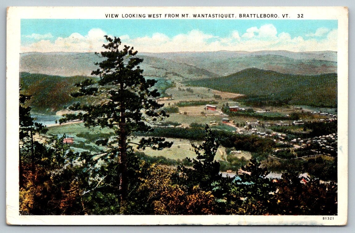 Mt. Wantastiquet Brattleboro Vermont Postcard 1925