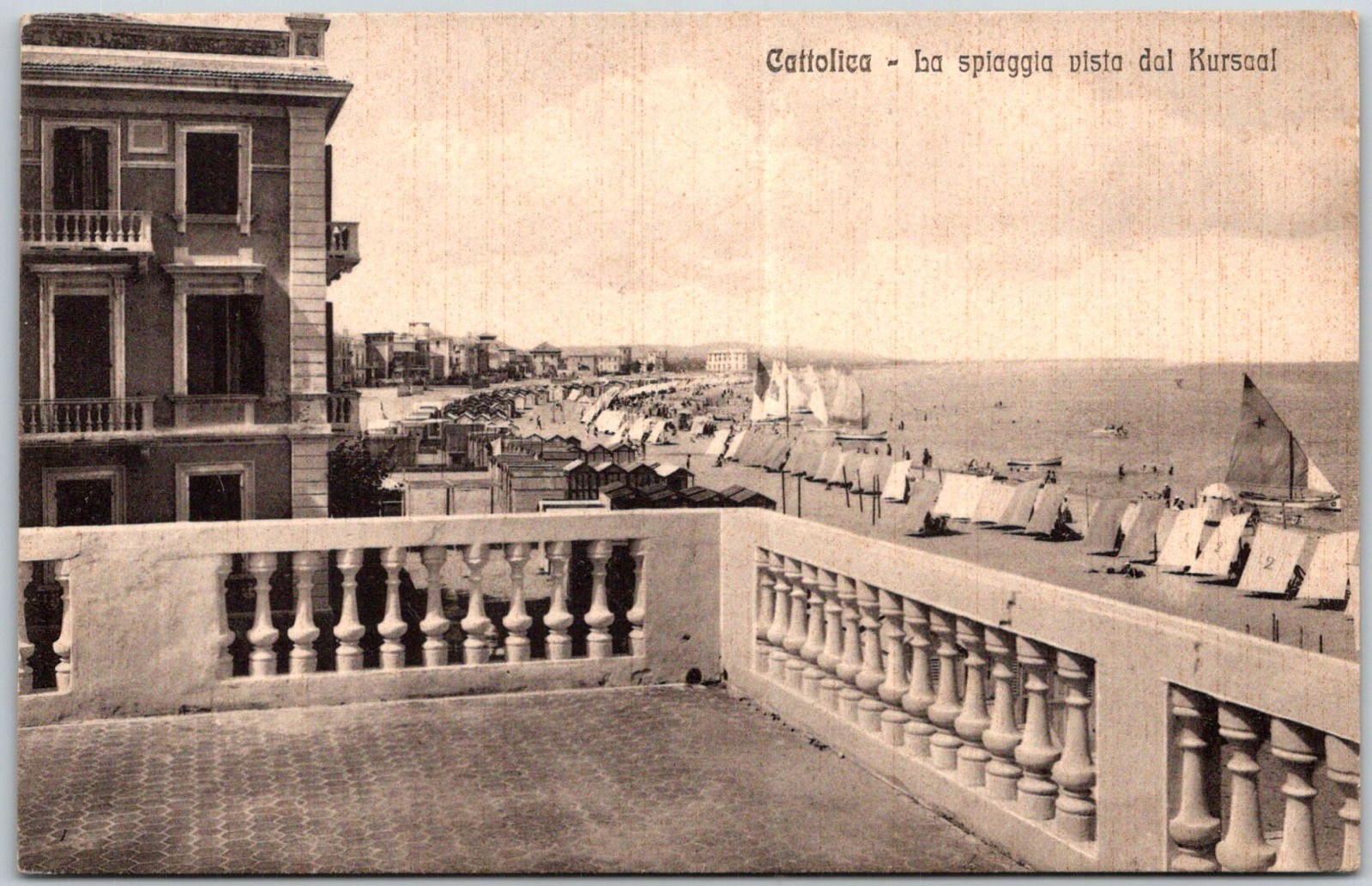 Cattolica Italy Beach C.1910s Sepia Unposted Postcard