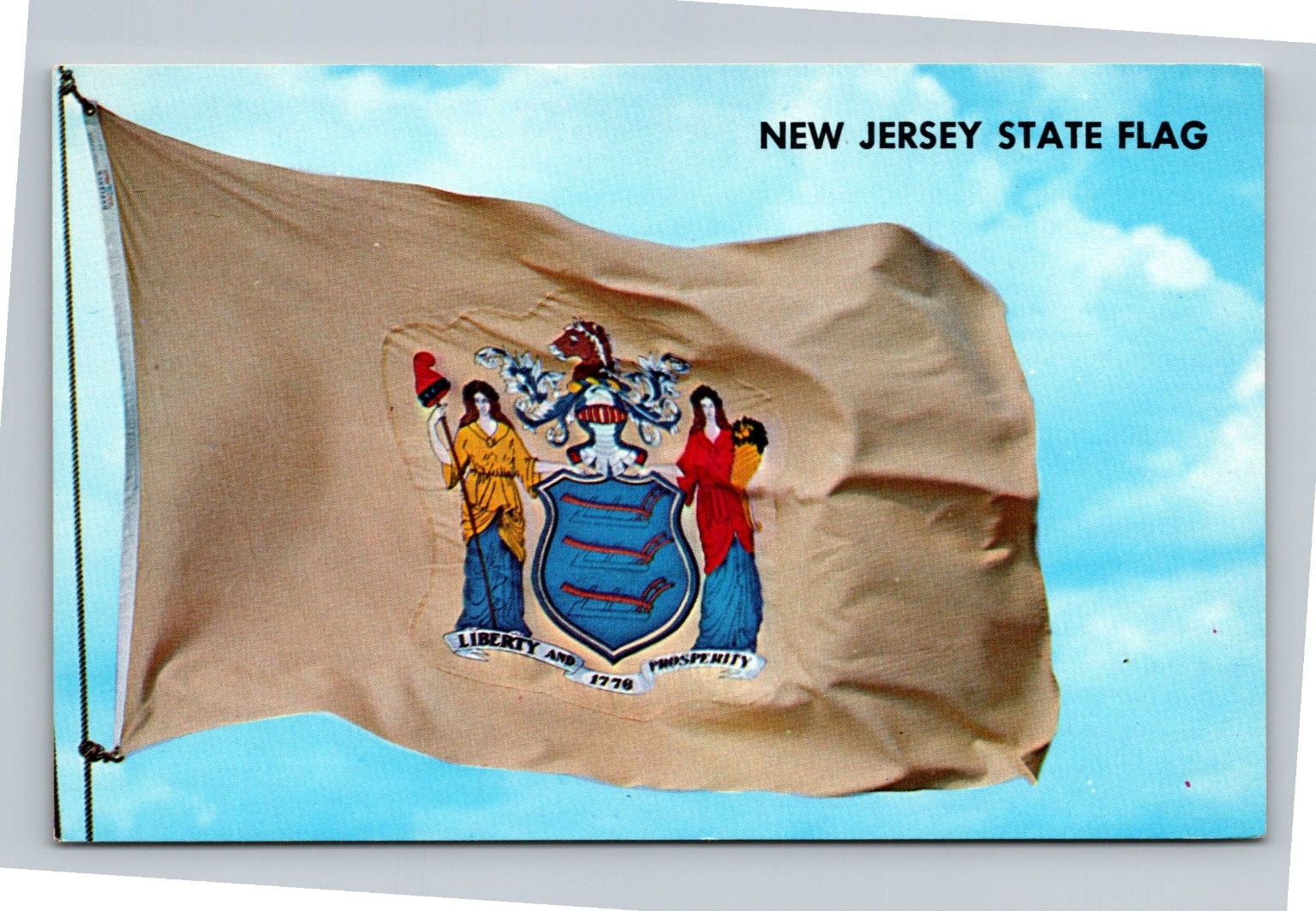 Vintage 1970 New Jersey State Flag Postcard by The Schelter Co.