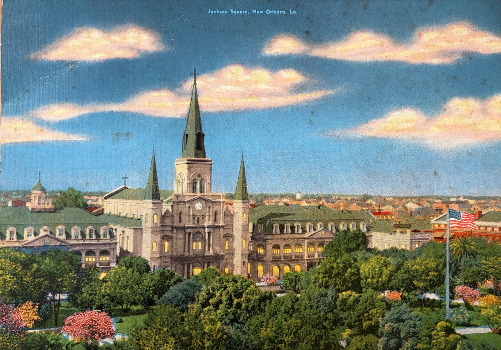 JUMBO POSTCARD – Jackson Square, New Orleans, Louisiana – 7″ x 10″ Size