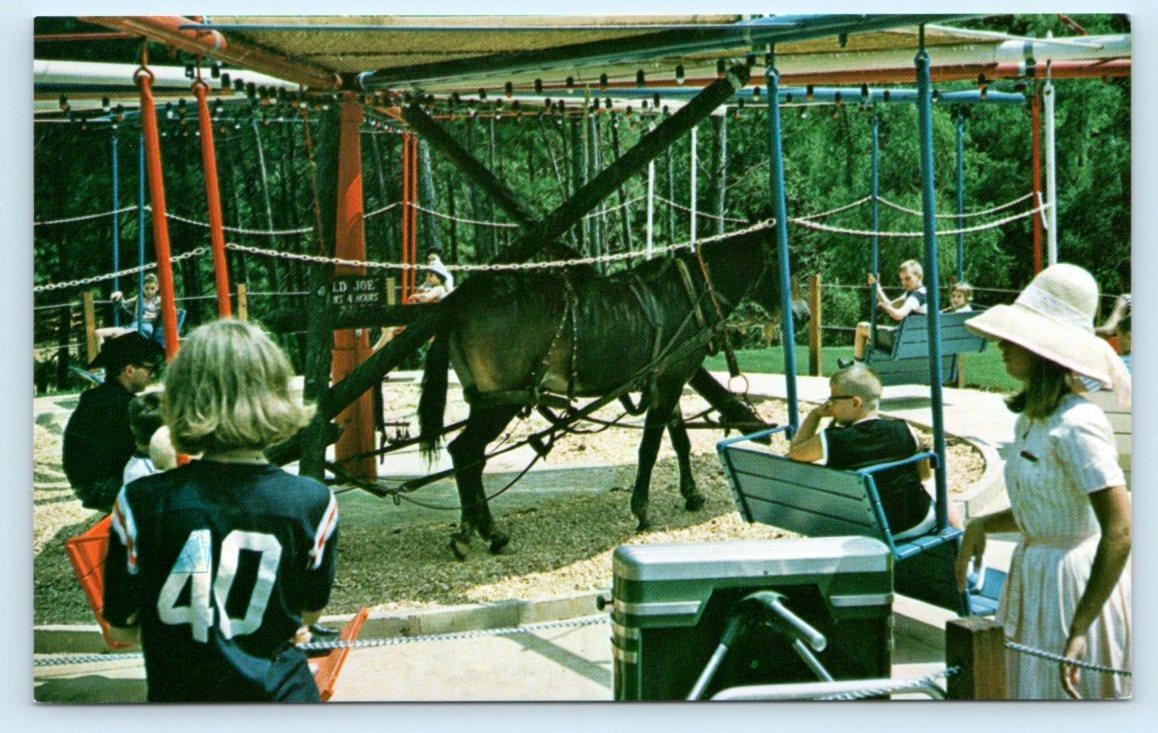 SIX FLAGS over GEORGIA Amusement Park, Atlanta ~ FLYING JENNY Mule Ride Postcard