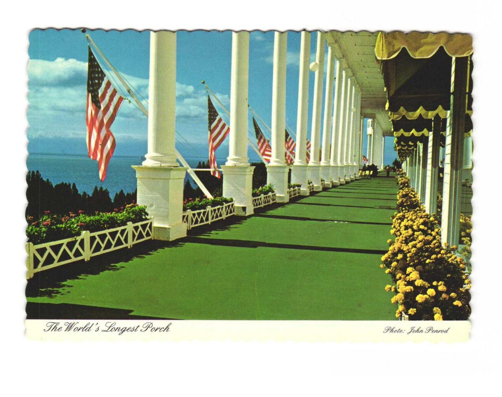 The world’s largest porch, Grand Hotel’s Veranda Mackinac Island MI VTG postcard
