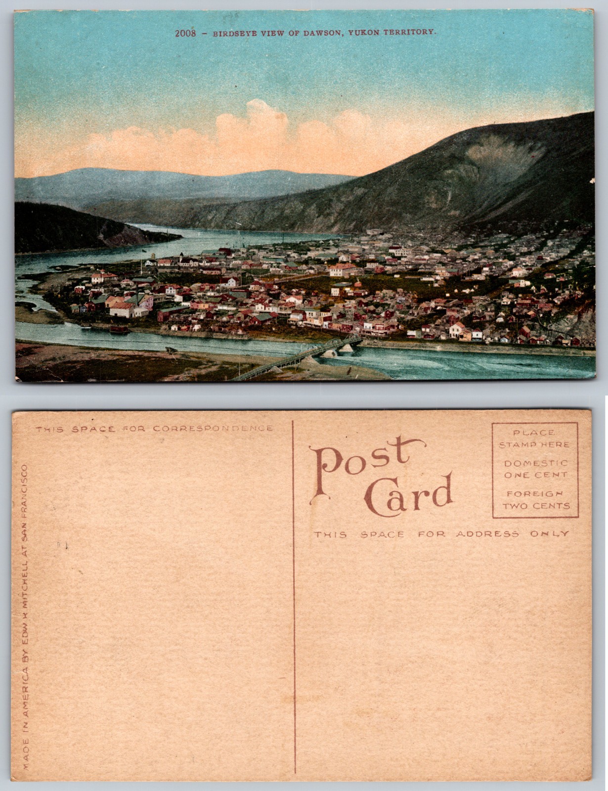 Dawson Yukon Territory Elevated Town View Postcard