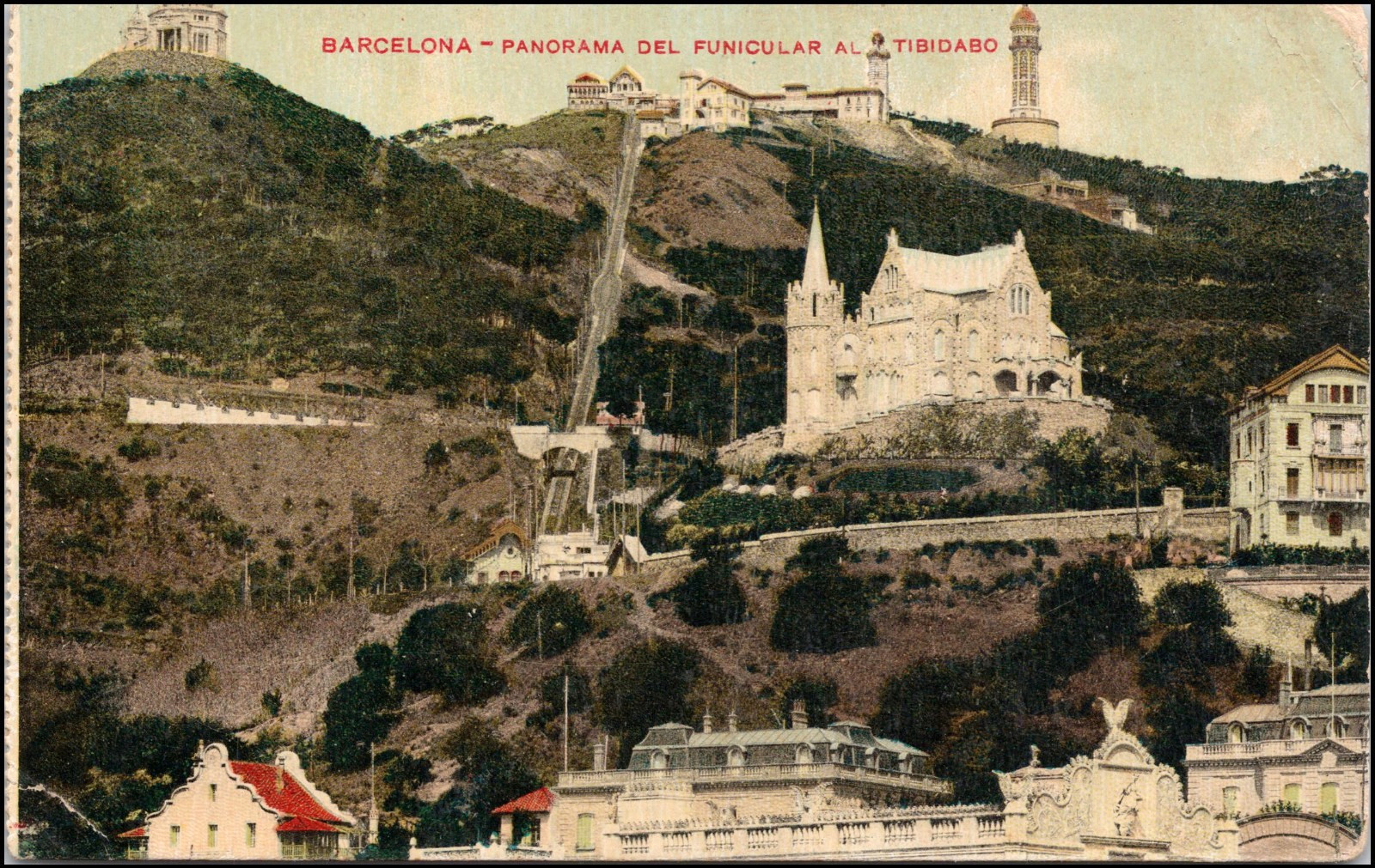 Barcelona, Spain, Overview Of The Funicular To Tibid–Postcard R896