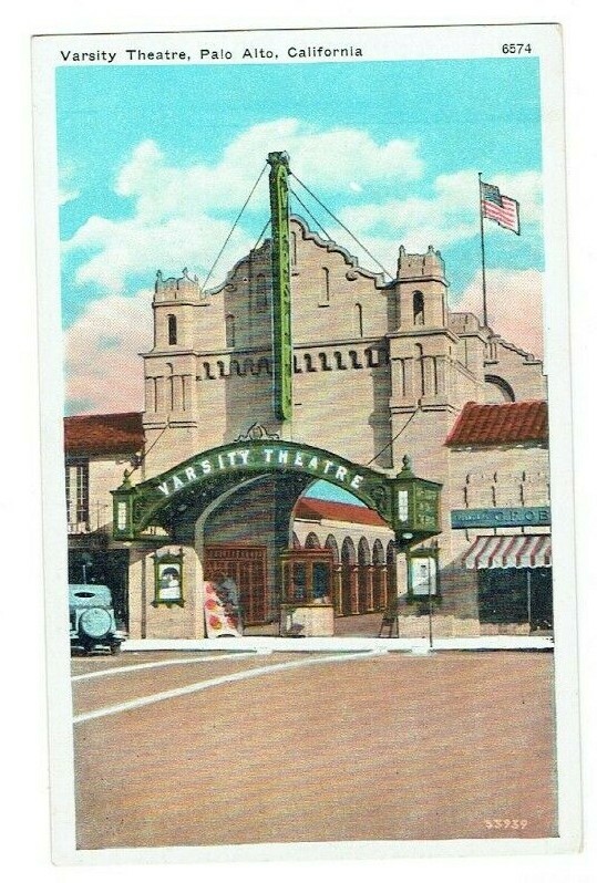 Varsity Theatre Entrance Palo Alto California CA Postcard Pacific Novelty Co
