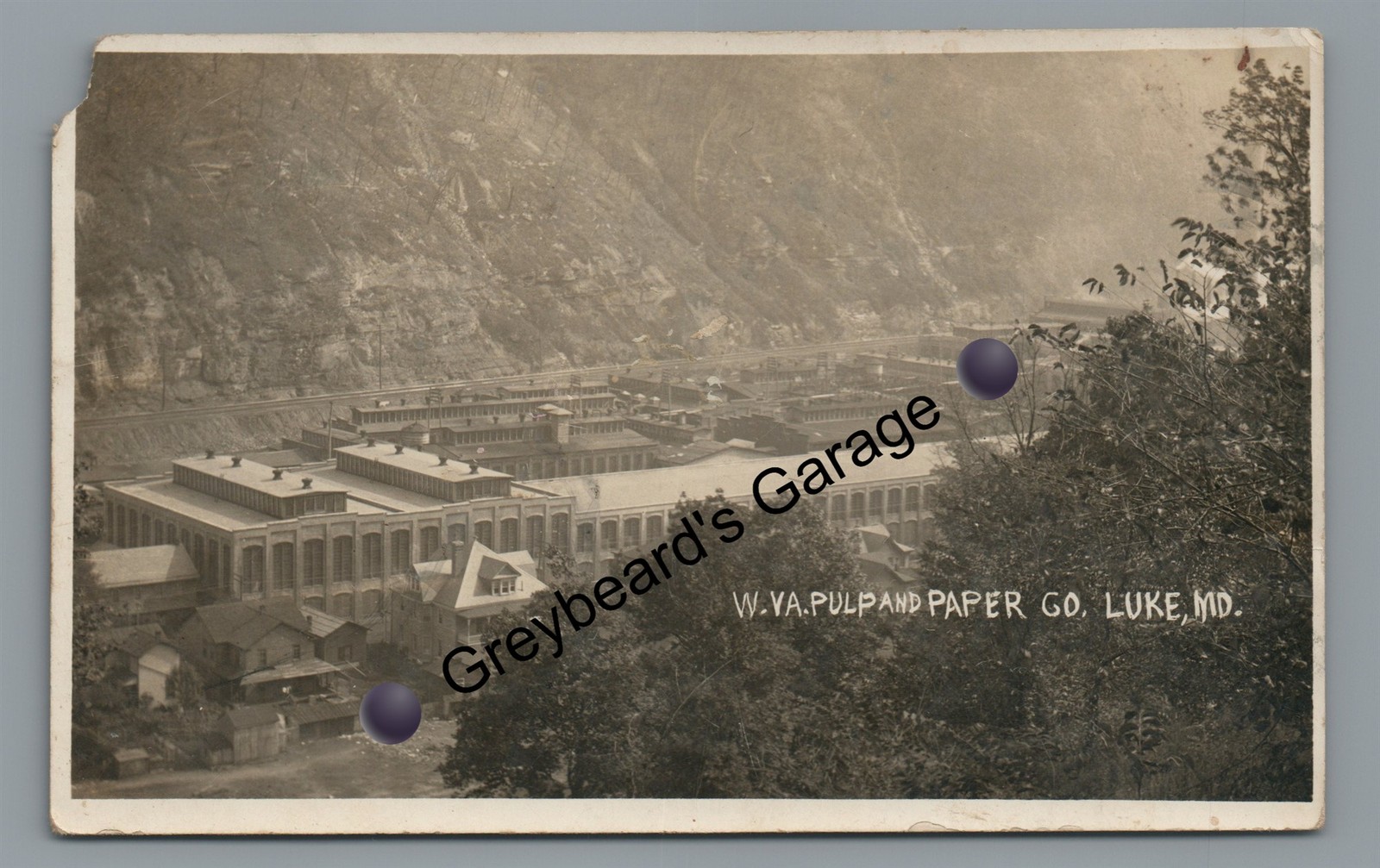 RPPC WV Pulp & Paper Mill LUKE MD Maryland Vintage Real Photo Postcard