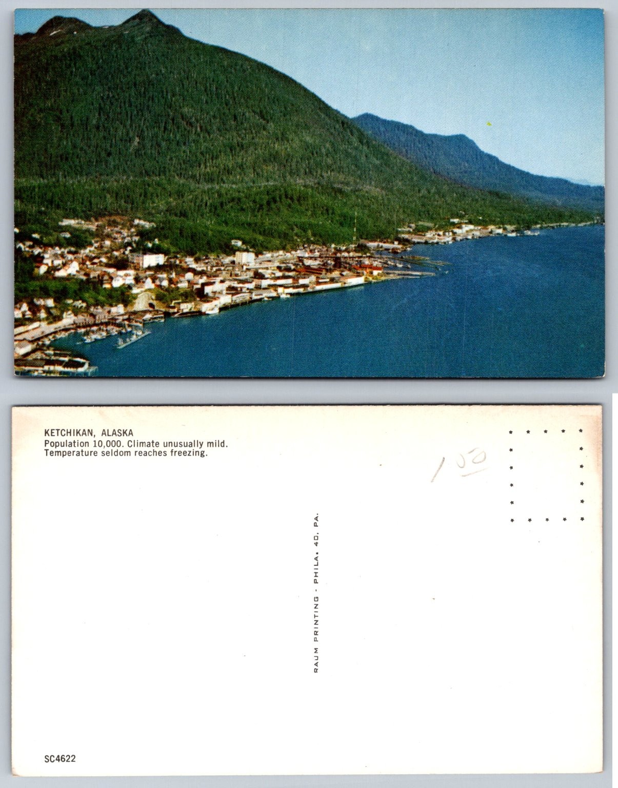 Vintage Ketchikan Alaska Postcard Scenic View Raum Printing Chrome SC4622