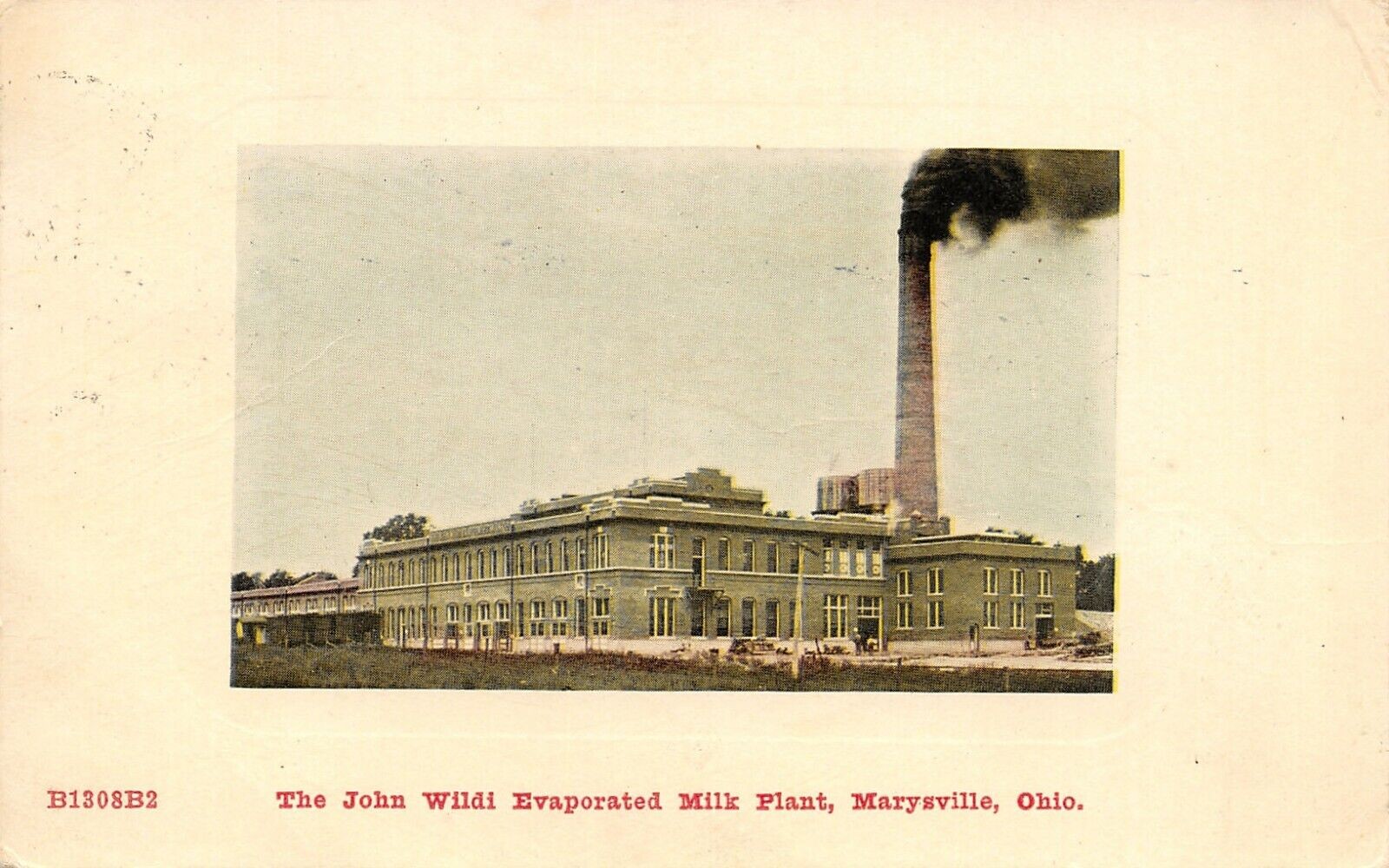 Marysville OH~Smoke Pours Out Smokestack~Water Towers~Wildi Milk Plant~1909 ZIM