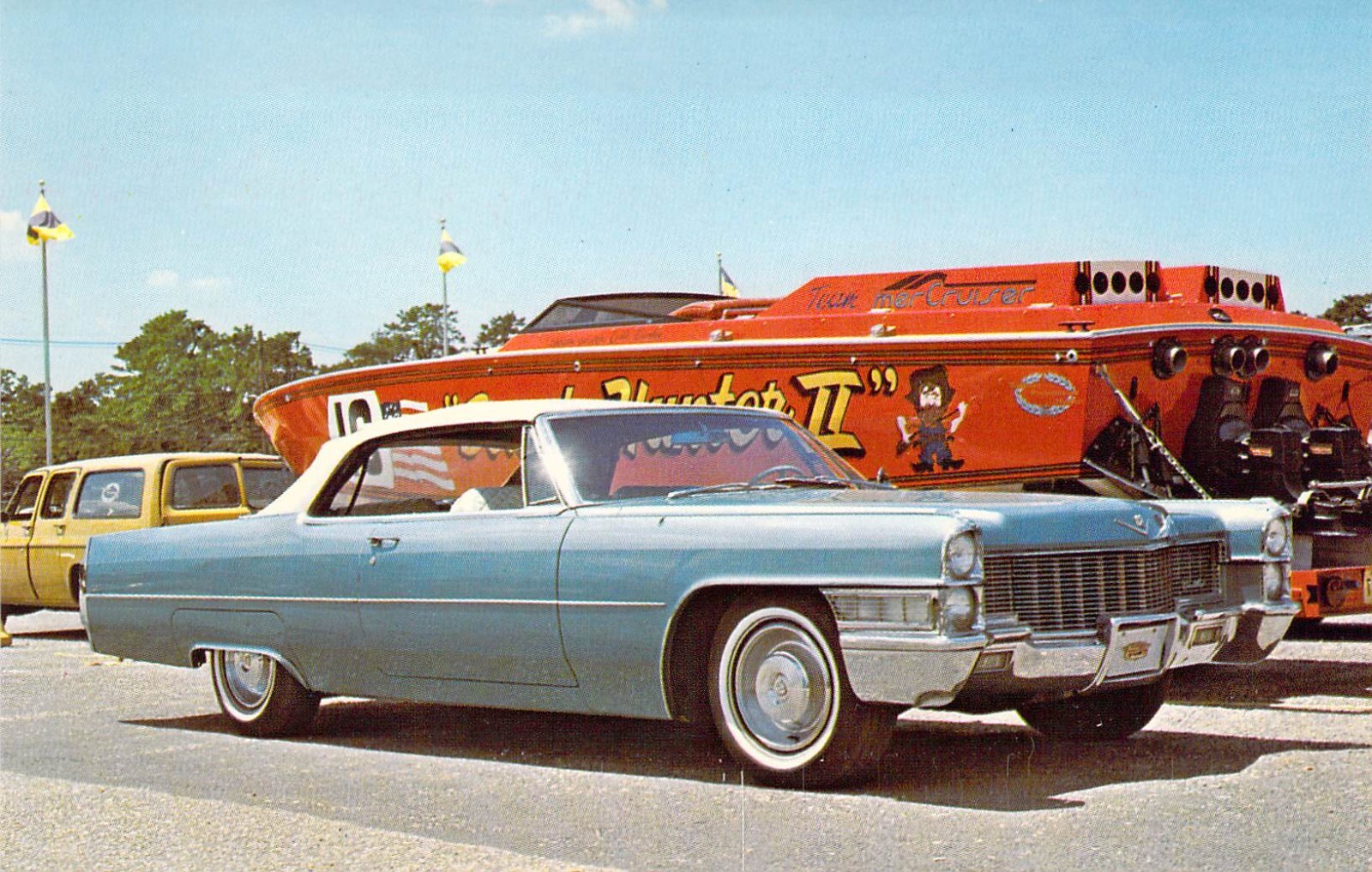 1965 Cadillac Convertible Coupe Turquoise NJ Roaring 20 Autos Postcard K1