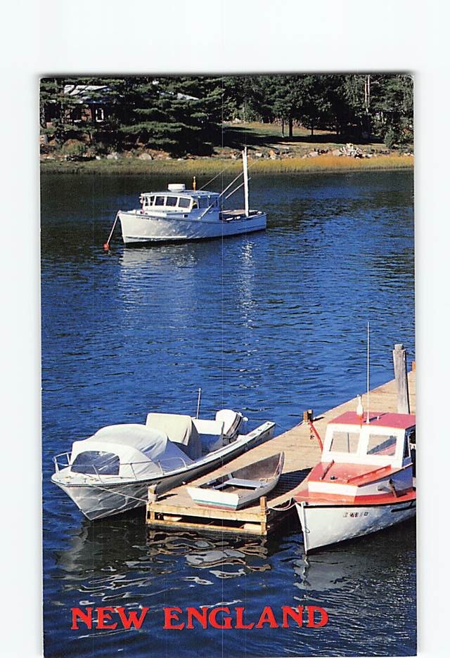 Postcard Quaint Harbor Scene New England USA