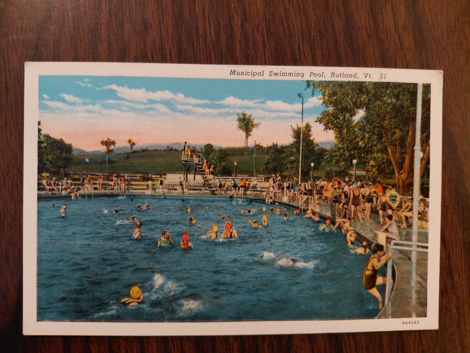 Rutland Vermont Municipal Swimming Pool Vintage Postcard C T American Art C1930