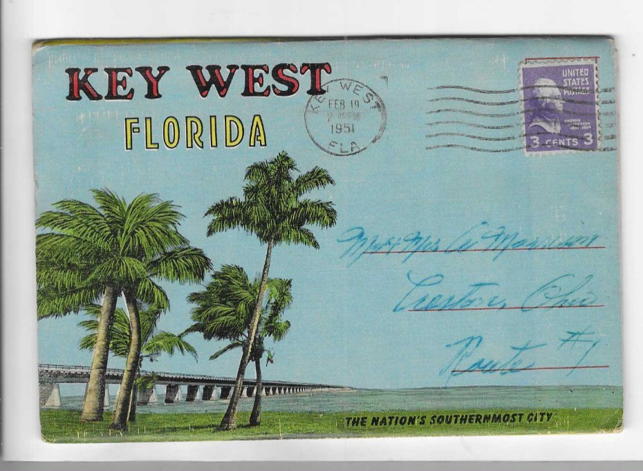 VINTAGE-POSTCARD FOLDER-KEY WEST, FLORIDA