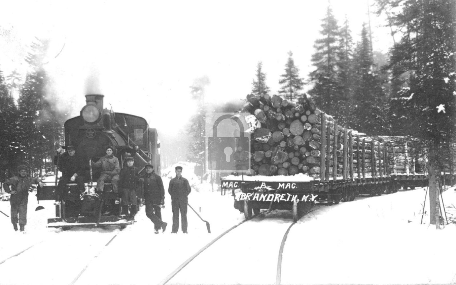 Logging Railroad Train Crew Brandreth New York NY – Reprint