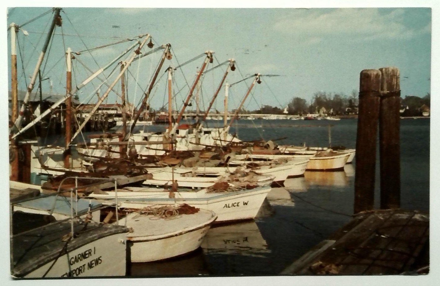 Hampton City Docks Virginia Vintage Photochrome Postcard 1939-Now