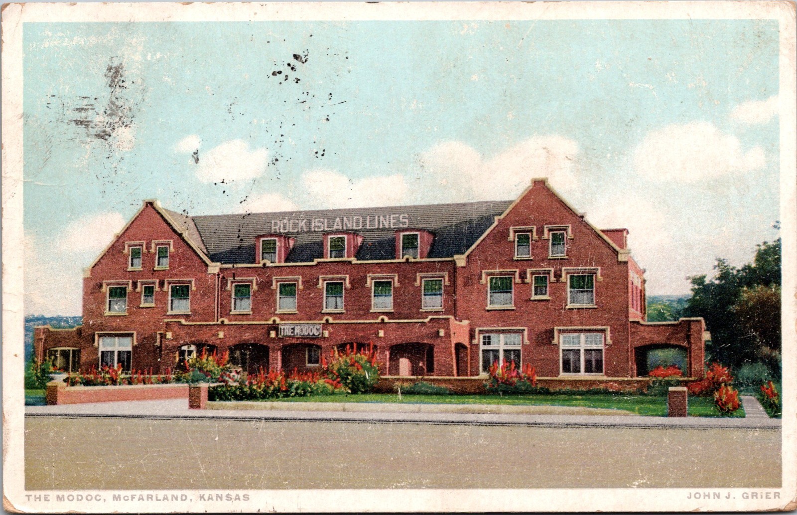 The Modoc Hotel Rock Island Lines McFarland Kansas Postcard