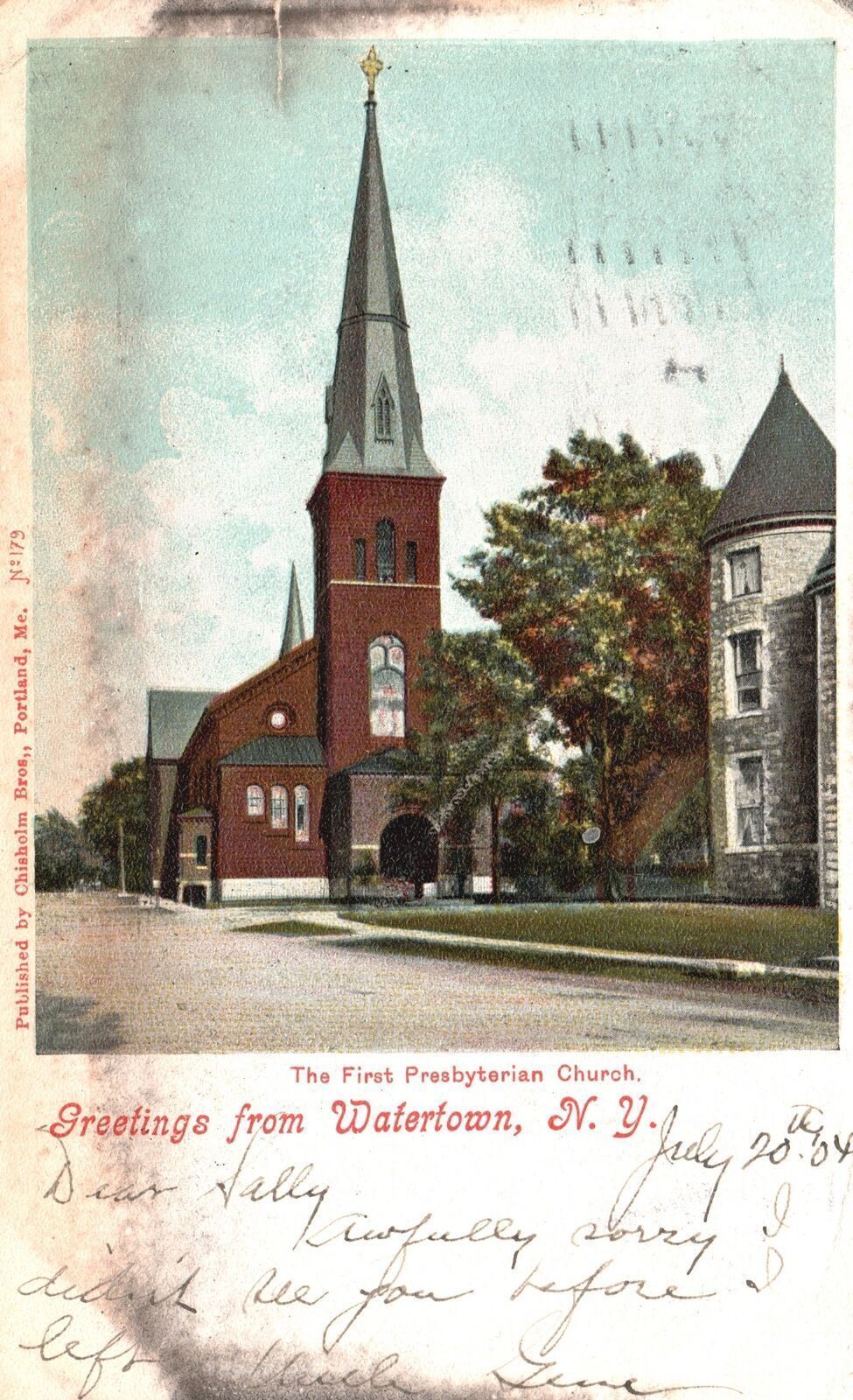 Vintage Postcard 1904 Greetings From Watertown New York Chisholm Bros. Pub. NY