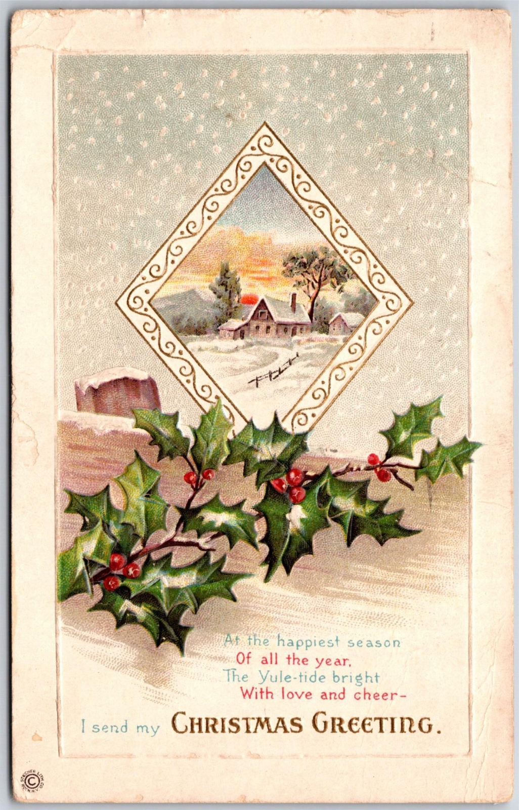 I Send My Christmas Greeting, 1918 Happiest Season of All the Year, Postcard