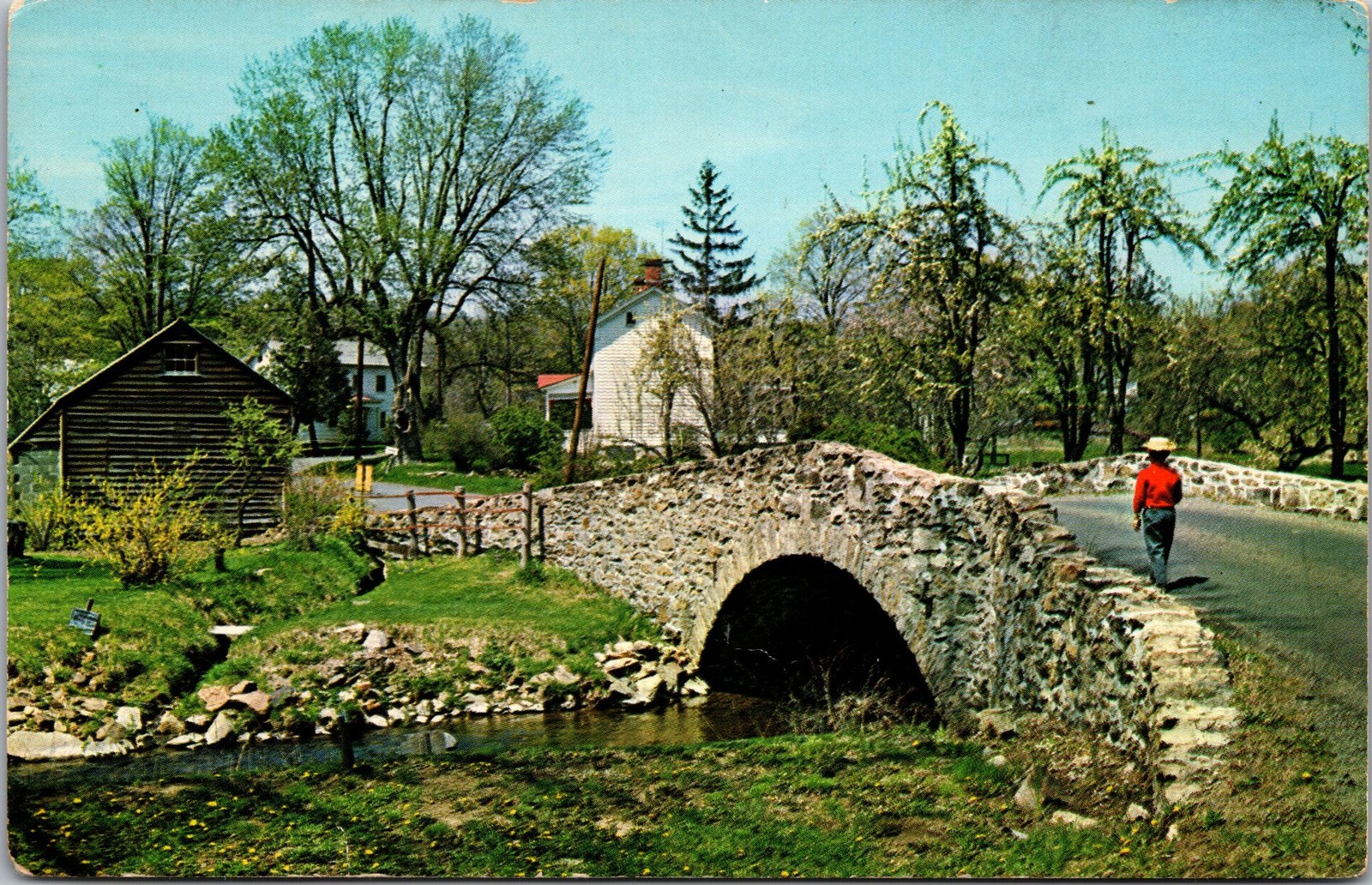 Hunterdon County Mountainville NJ Postcard 1963 The Scheller Co Stone Bridge