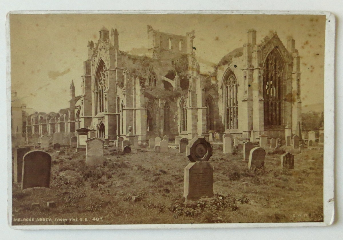 SIR WALTER SCOTTS SERVANT TOMBSTONE MELROSE ABBEY SCOTLAND ANTIQUE CABINET CARD