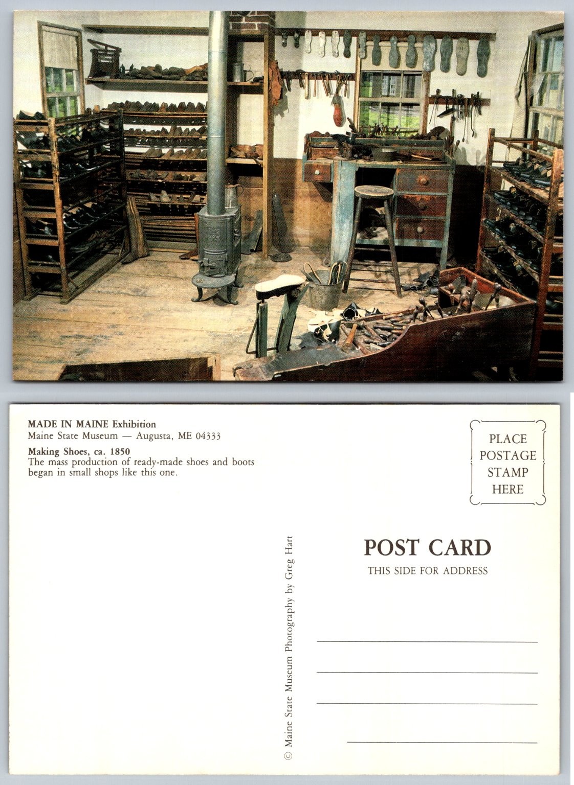 Augusta Maine State Museum Shoemaking Shop ca. 1850 Postcard