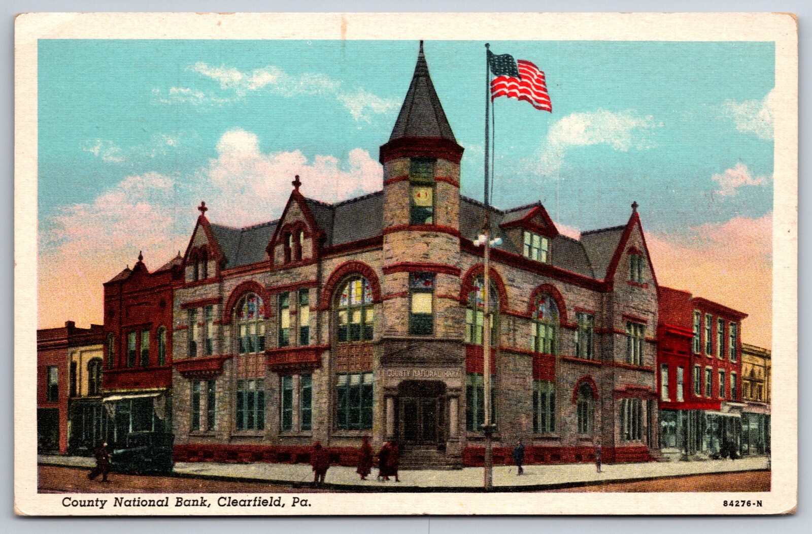 Clearfield Pennsylvania~County National Bank~Stores Both Sides~1957 Linen PC