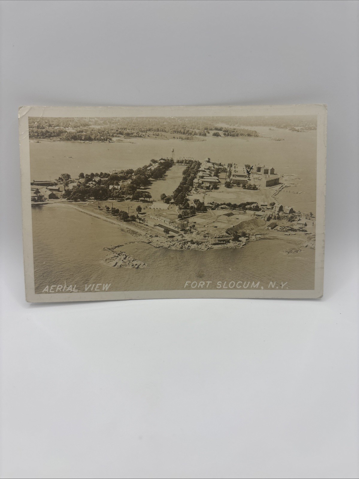 RPPC Postcard Fort Slocum, New York, Aerial View