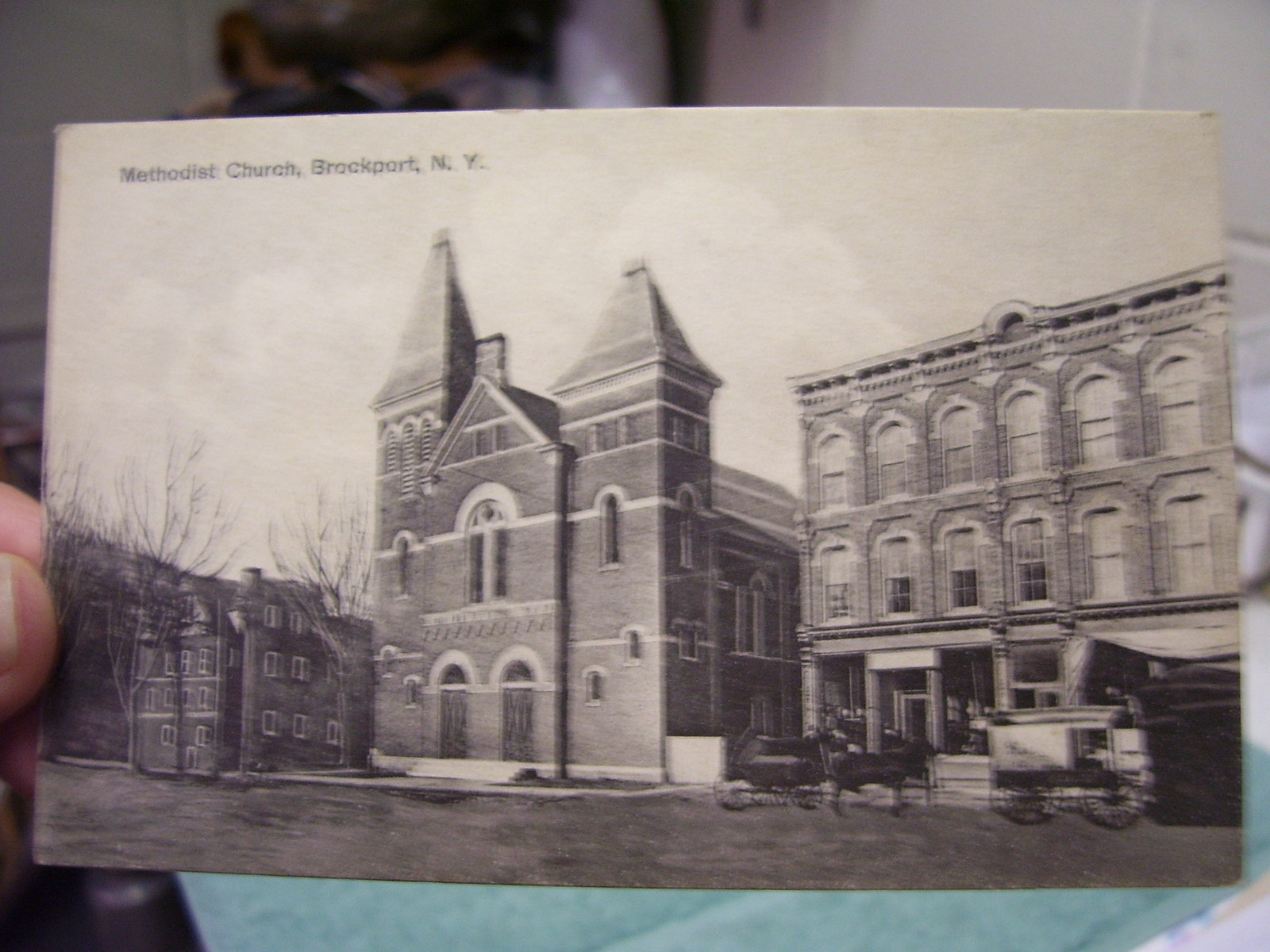 1906 GERMANY POSTCARD METHODIST CHURCH BROCKPORT NY TO MISS BURRITT HILTON NY