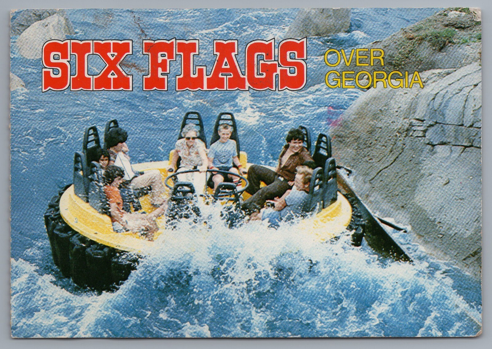 Six Flags Over Georgia Thunder River Water Ride 1980’s Austell GA postcard-DX