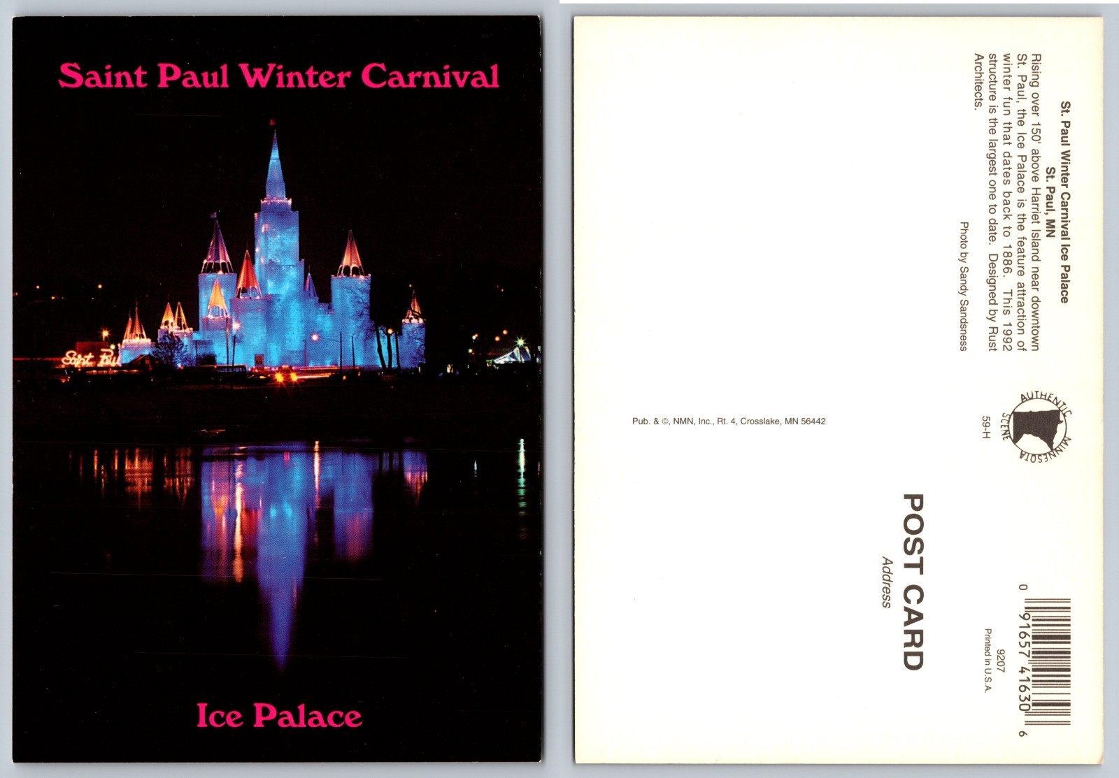 Continental Saint Paul Winter Carnival Ice Palace Postcard