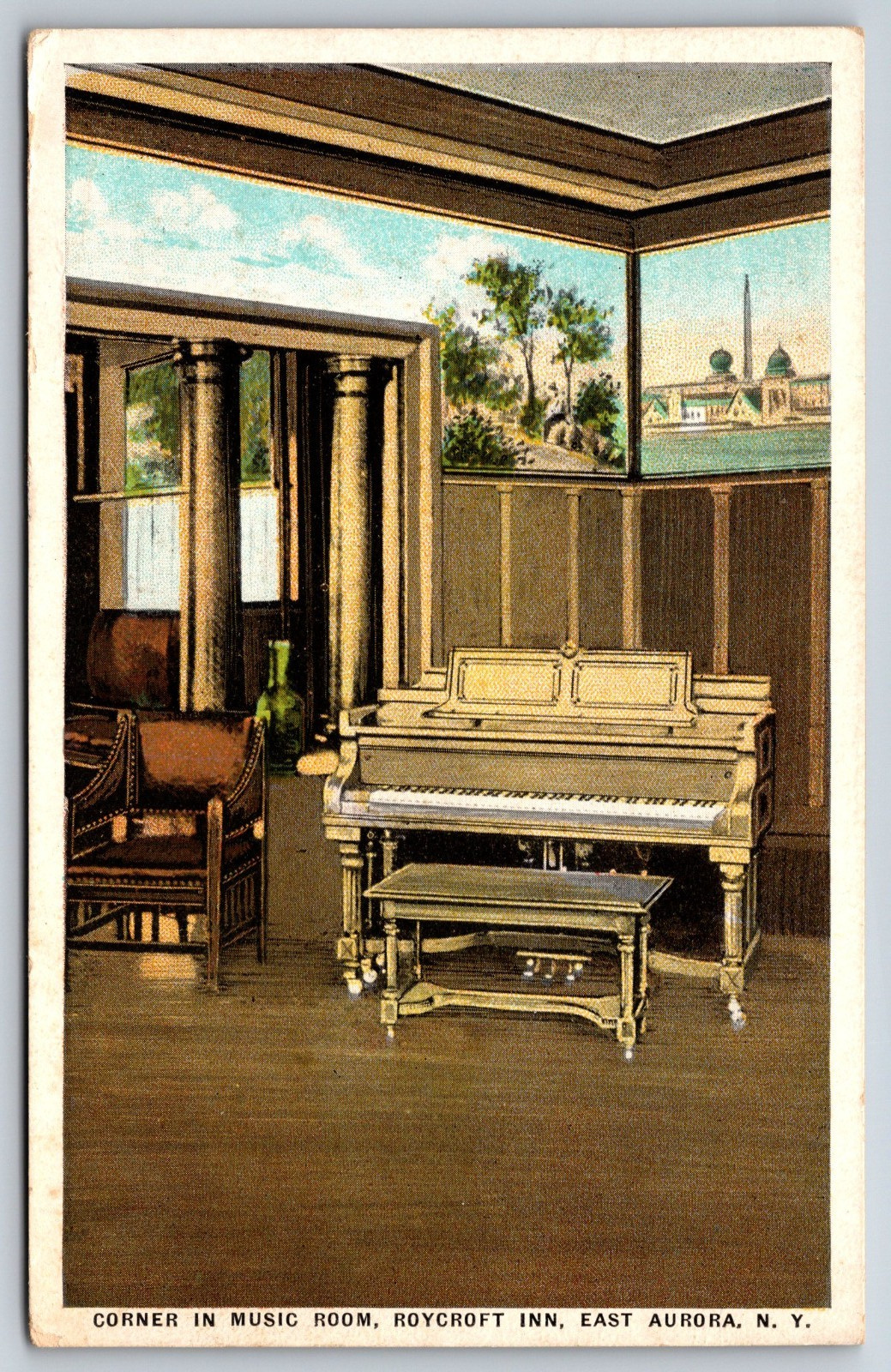 Music Room Roycroft Inn East Aurora New York Vintage Postcard