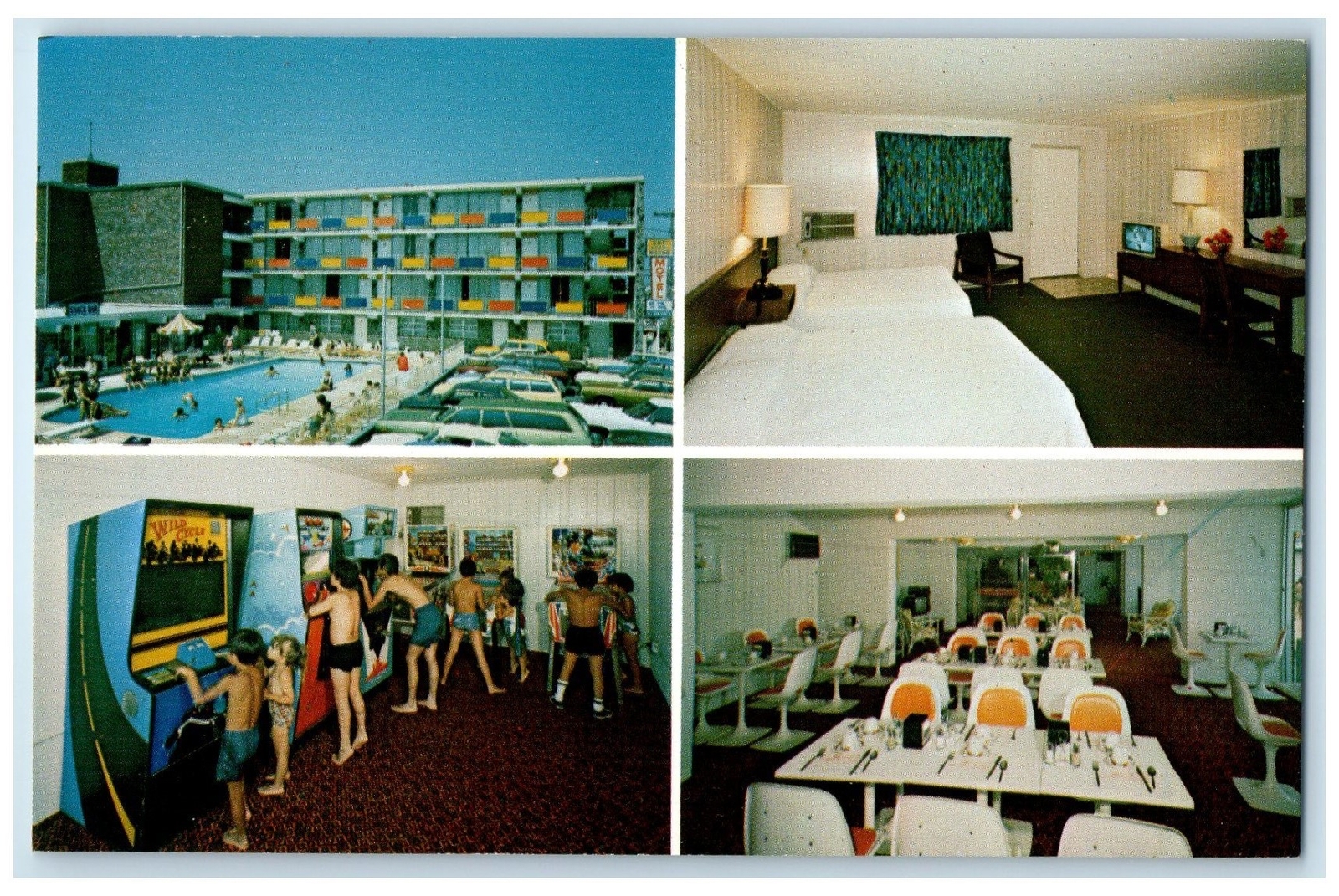 c1950’s Sky View Manor Motel Restaurant Seaside Heights New Jersey NJ Postcard