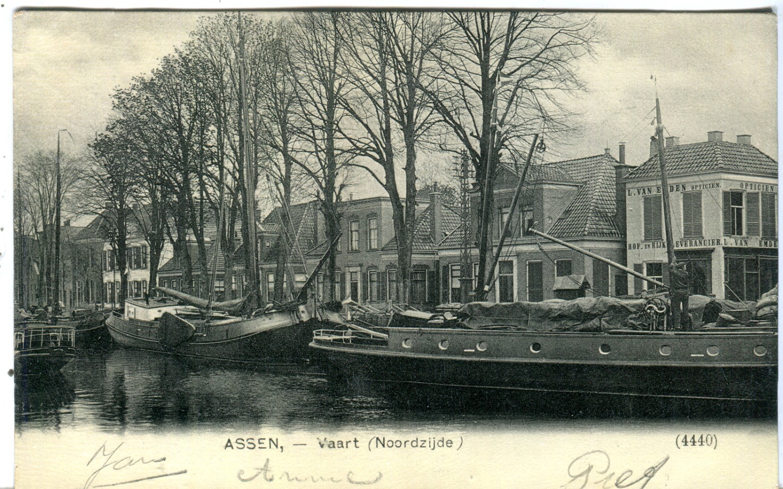 Netherlands Assen – Vaart Northside 1907 cover on postcard