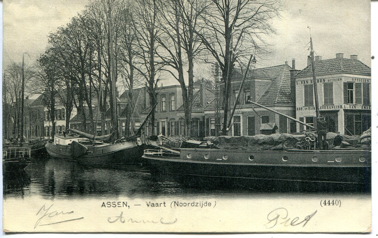 Netherlands Assen – Vaart Northside 1907 cover on postcard