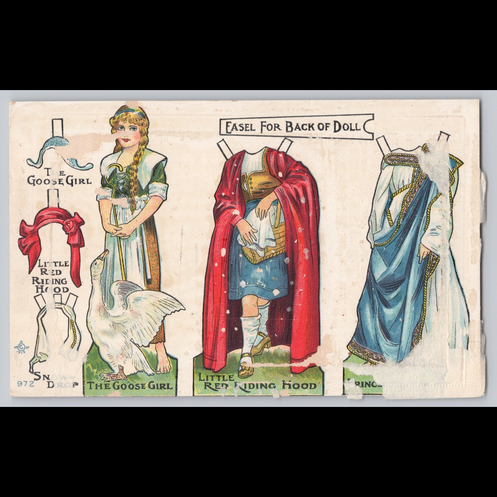 Postcard The Goose Girl Little Red Riding Hood Paper Doll 1914