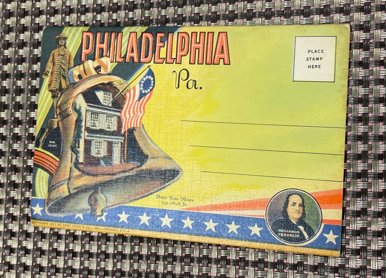 18 Views PHILADELPHIA PA Linen Postcard Folder CURTEICH