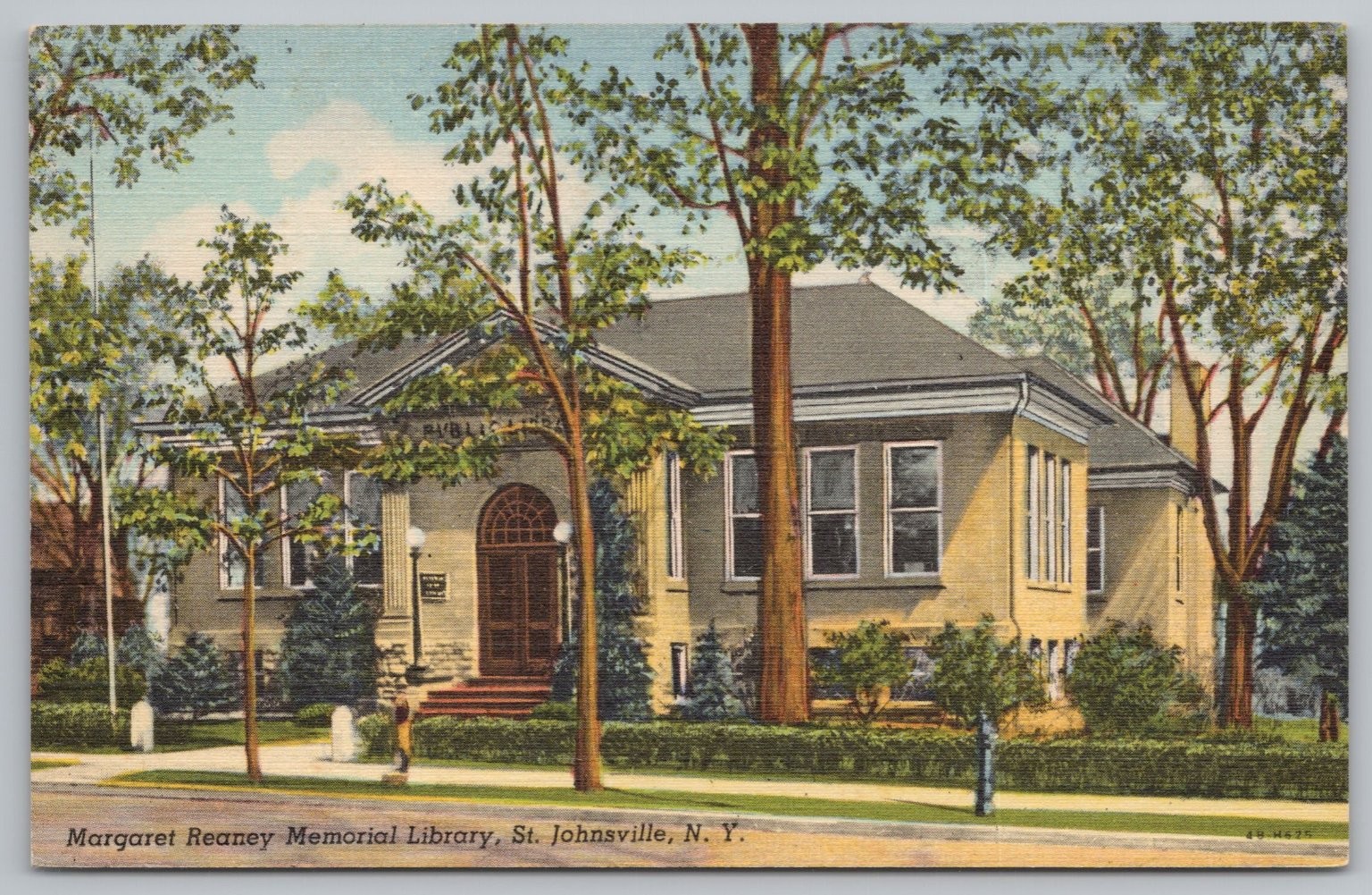 Margaret Reaney Memorial Library St. Johnsville NY Linen Postcard 1940s UNP