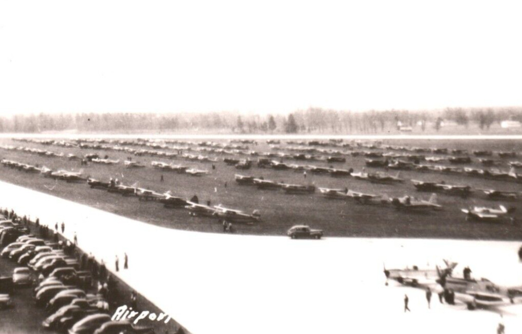 Airport Grayling Michigan RPPC Postcard Cars Airplanes
