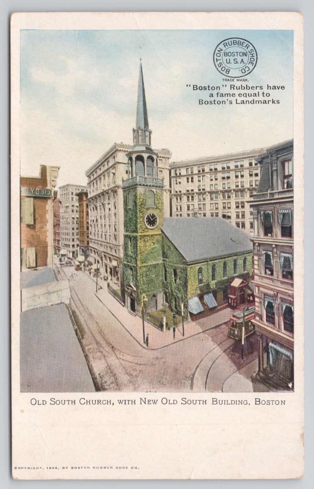 Old South Church Massachusetts MA Boston Rubber Show Advertising UDB Postcard